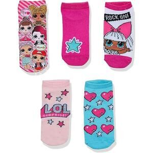 L.O.L. Surprise! girls 5 Pack Shorty Socks, Assorted Pink, Shoe Size 3-8 US